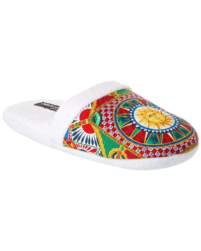 Dolce & Gabbana Carretto Siciliano-Print Terry Slippers