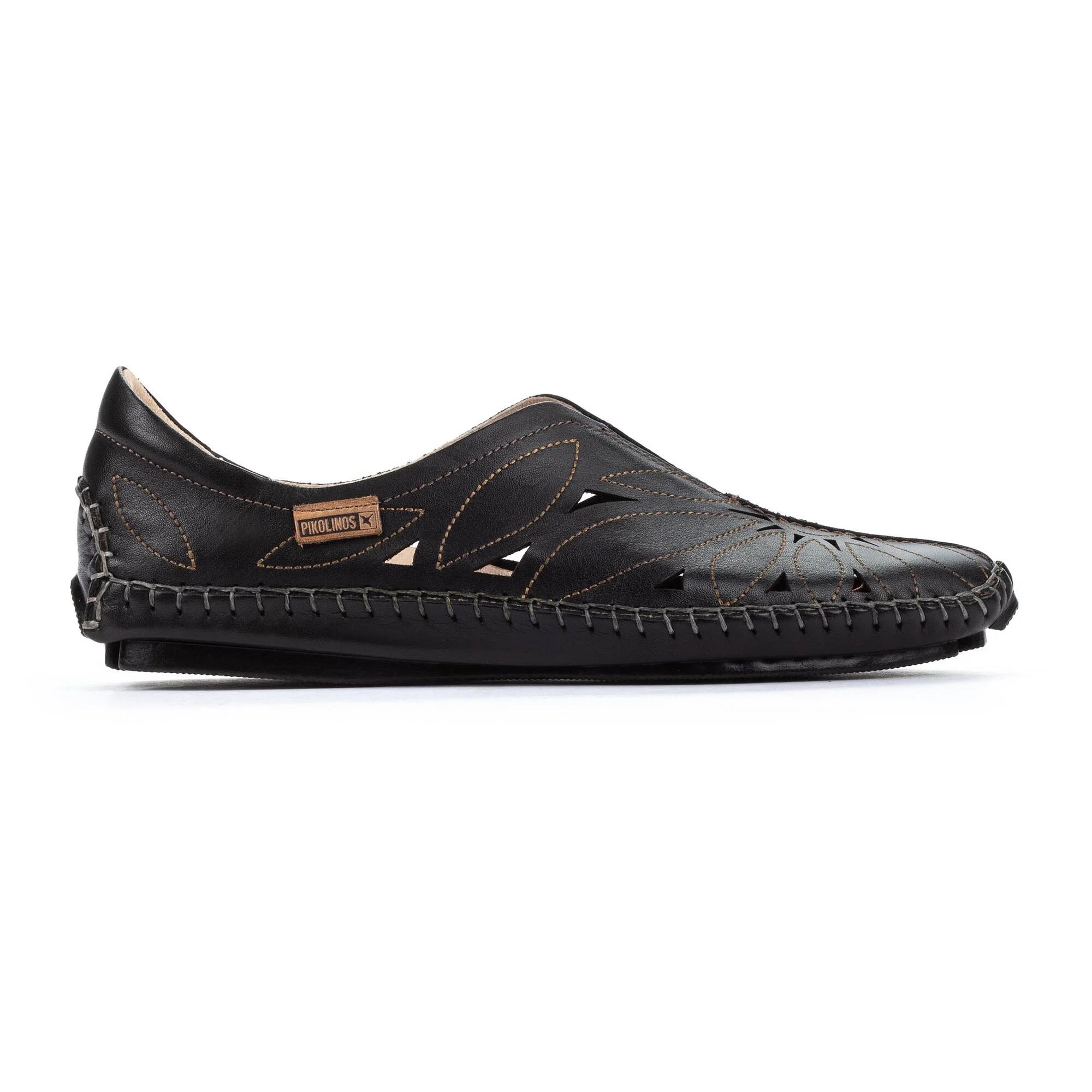 Jerez Etched Leather Floral Loafer in Black