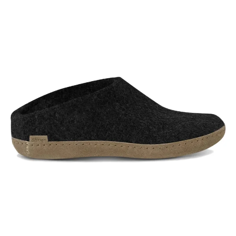 Glerups Women's Model B Slipper with Leather Sole Charcoal