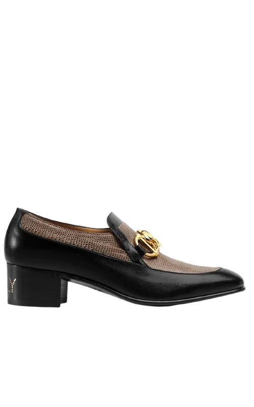 Ebal Horsebit Lizard-Embossed Leather Chain Loafers