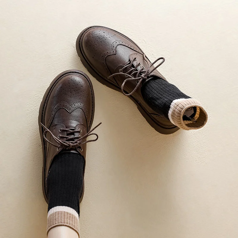 British Style Classic Lace-Up Brogues Leather Oxford Shoes