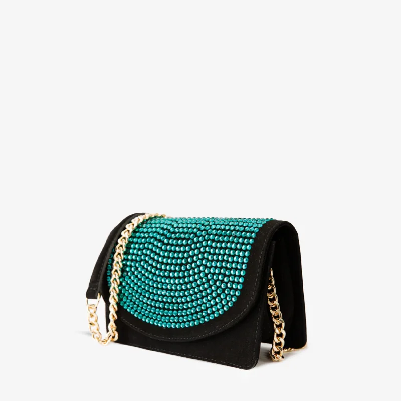 The Ailano Black Leather Glitter Handbag