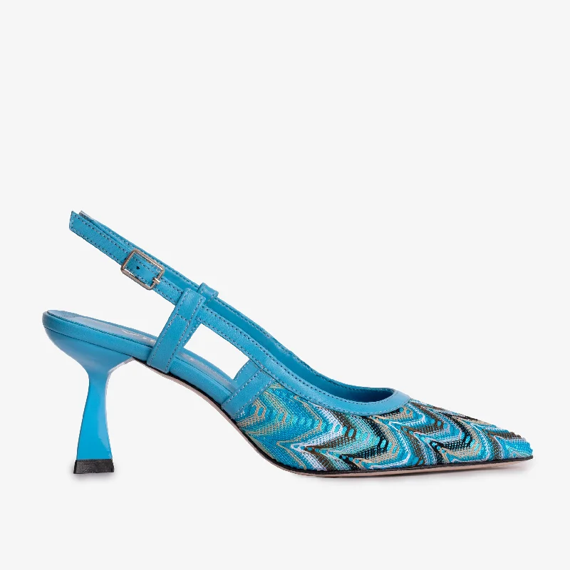 The Napoli Blue Leather Slingback Women Sandal