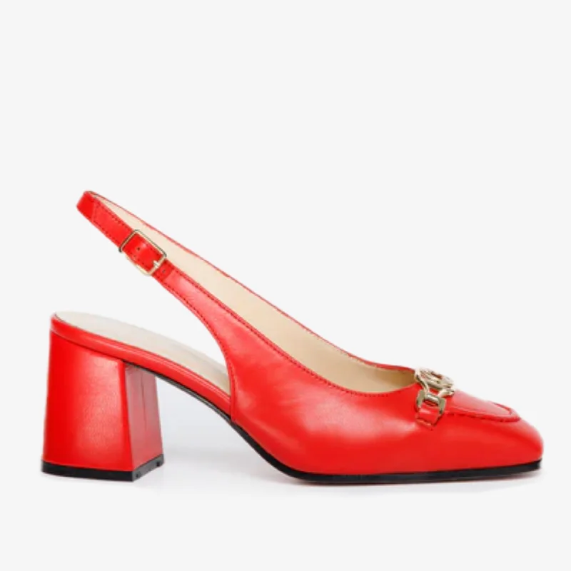 The Potomac Red Leather Slingback Women Sandal