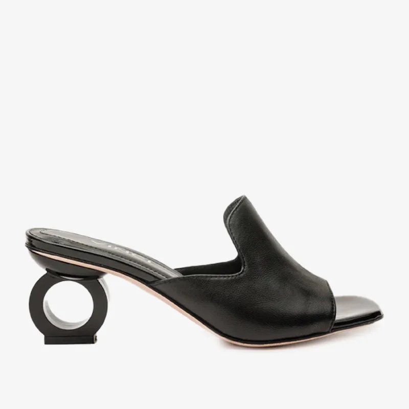 The Tory Black Leather Women Sandal