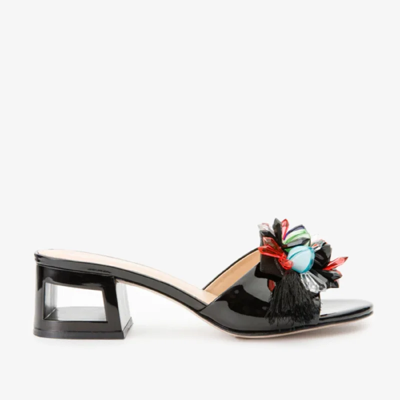 The Vigo Black Leather Block Heel Women Sandal