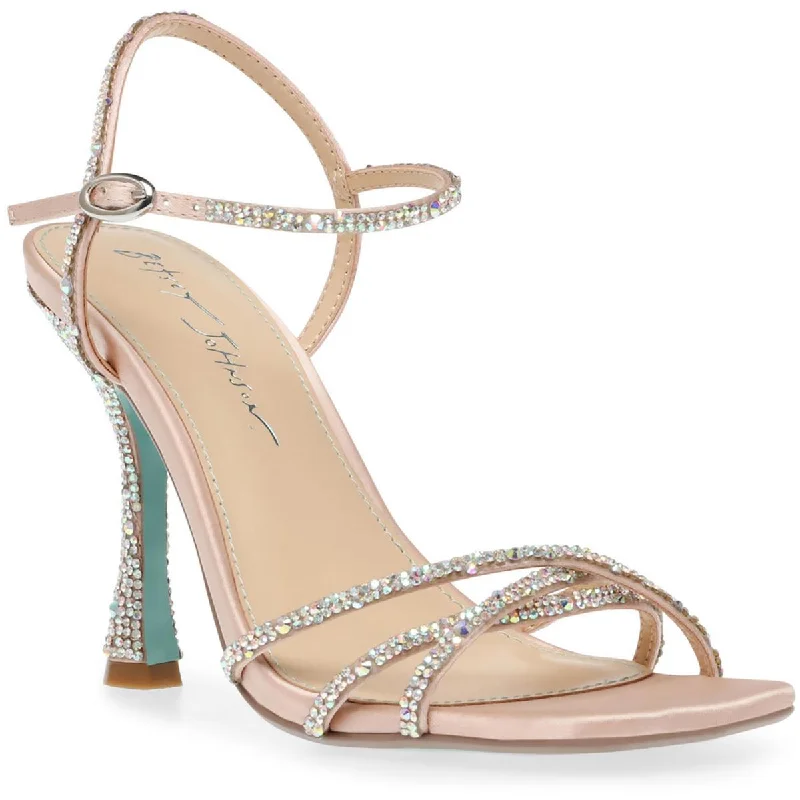 Betsey Johnson Womens Piprr Jeweled Metallic Ankle Strap