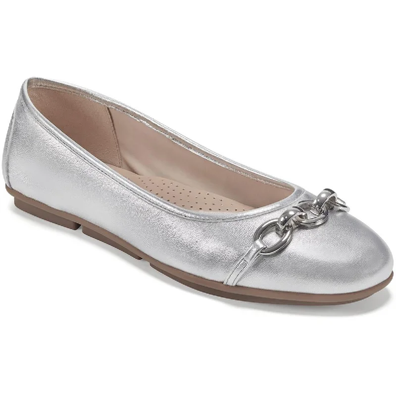 Easy Spirit Womens Brandi Leather Chain Loafers