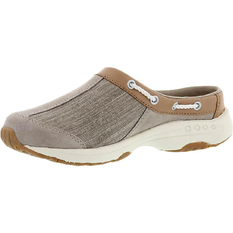 Easy Spirit Womens Travelport 19 Leather Trim Slip On Mules