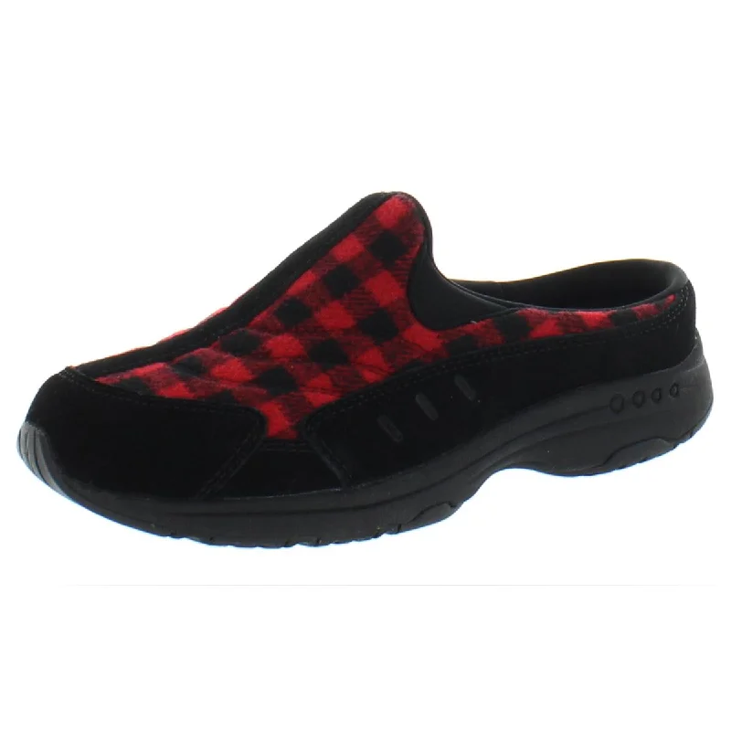 Easy Spirit Womens Traveltime 498 Suede Plaid Mules