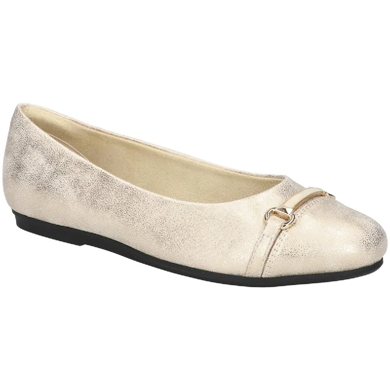 Easy Street Womens Asher Faux Leather Slip On Ballet Flats