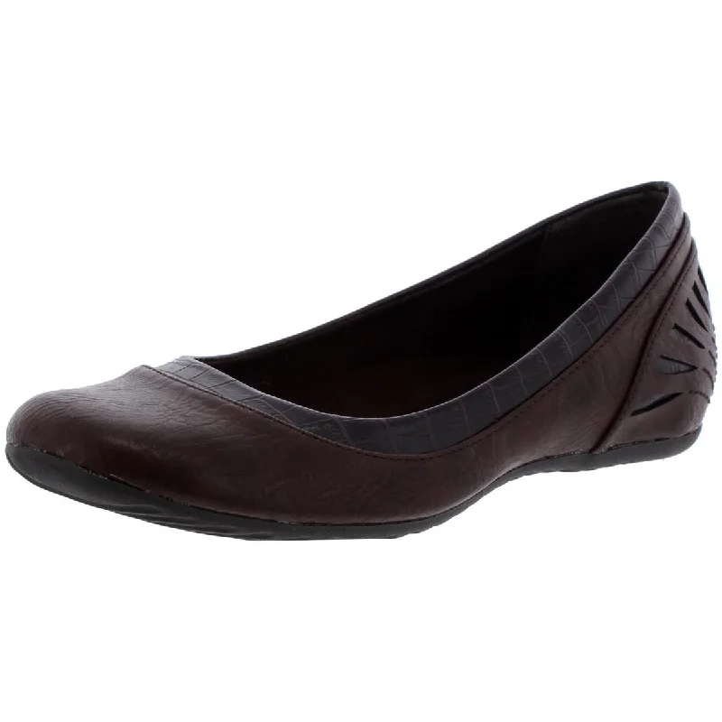 Easy Street Womens Crista Faux Leather Slip On Ballet Flats