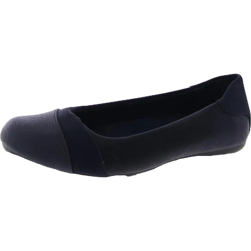 Easy Street Womens Faux Leather Slip On Ballet Flats