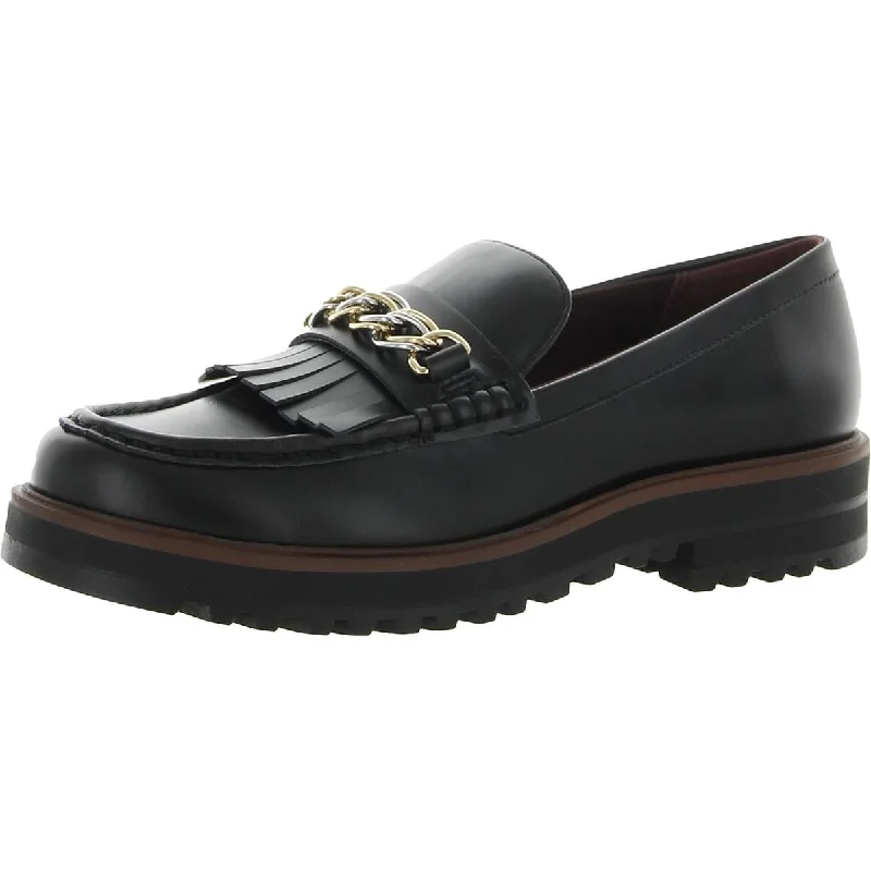 Franco Sarto Womens Limit Moc Faux Leather Chain Loafers