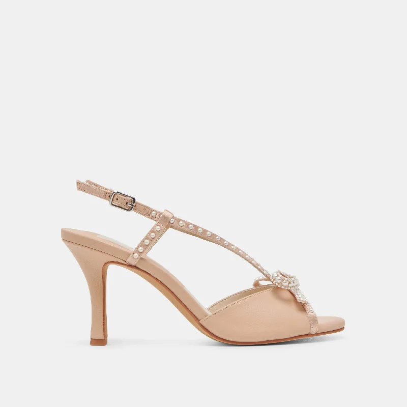 LONNY PEARL HEELS BLUSH SATIN