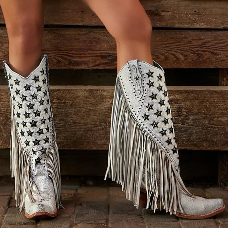 Corral Women's Patriotic White Fringe Western Boot