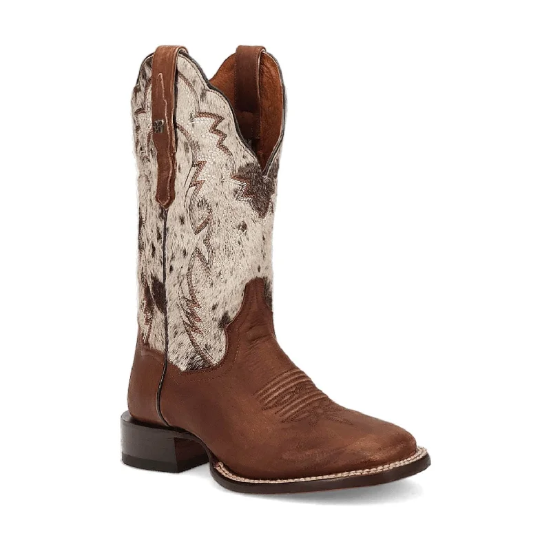 Dan Post Womens Clarabelle Brown/White Hair-On Cowhide Cowboy Boots