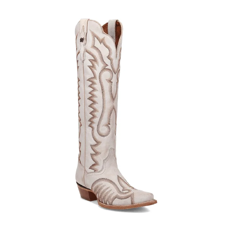 Dan Post Womens Josie White Leather Cowboy Boots