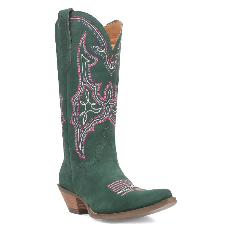 Dingo Womens Hot Sauce Green Suede Cowboy Boots