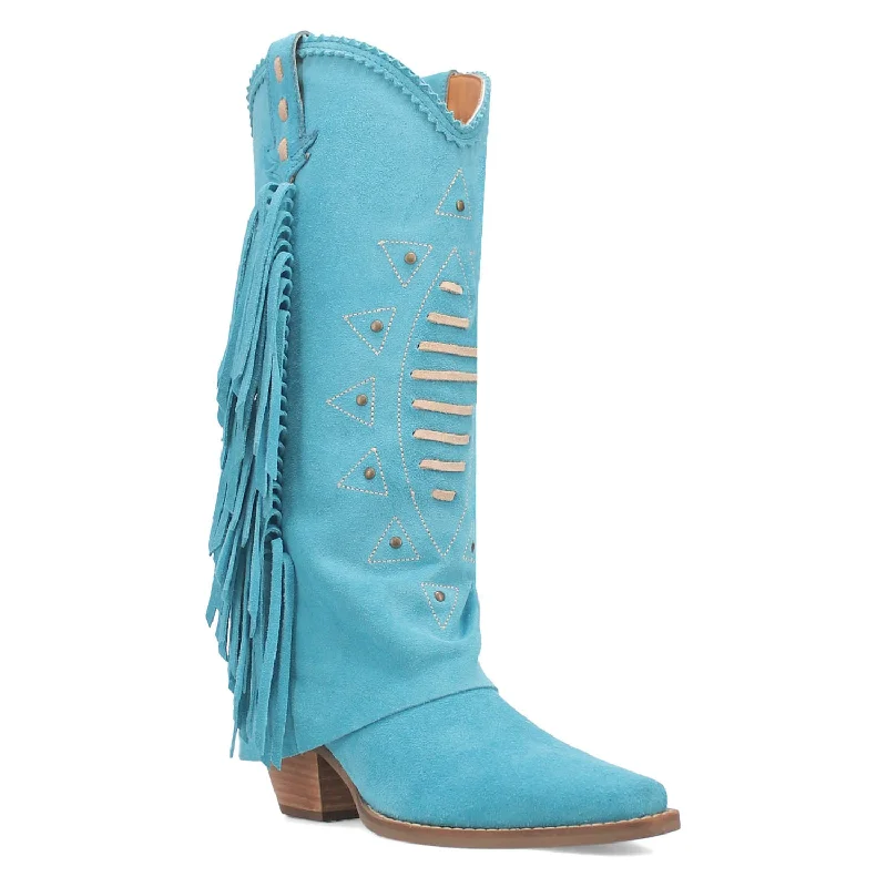 Dingo Womens Spirit Trail Blue Suede Cowboy Boots