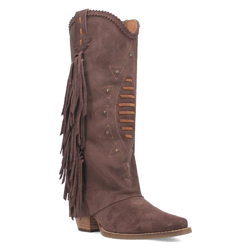 Dingo Womens Spirit Trail Brown Suede Cowboy Boots