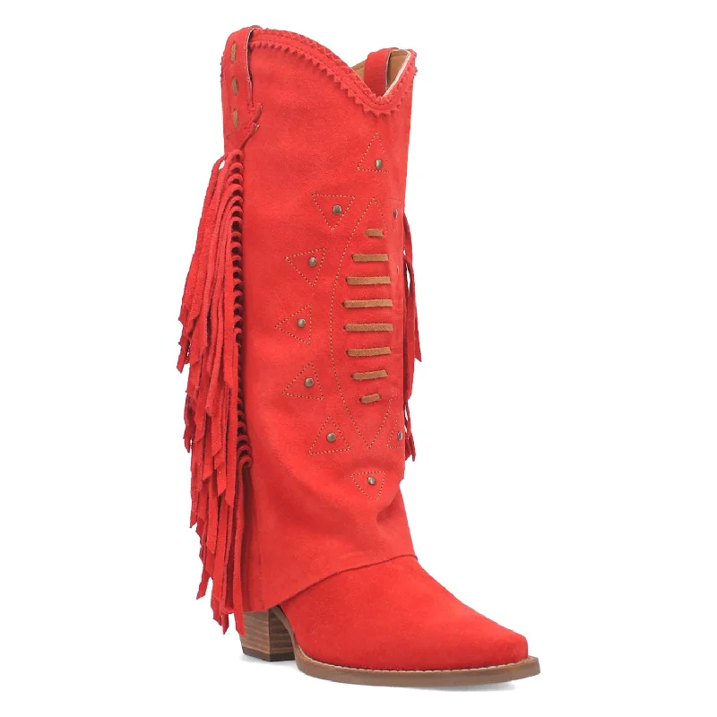 Dingo Womens Spirit Trail Red Suede Cowboy Boots