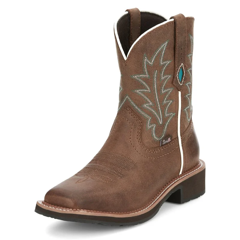 Justin Women's Dark Tan Water Buffalo Boots