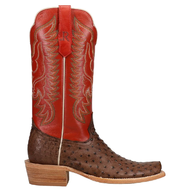 Full Quill Ostrich Square Toe Cowboy Boots