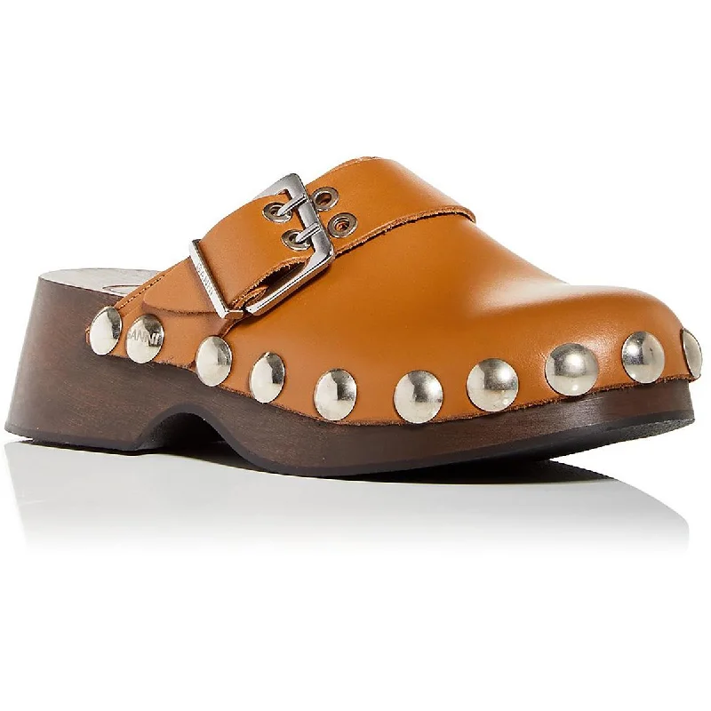 Ganni Womens Retro Leather Studded Mules