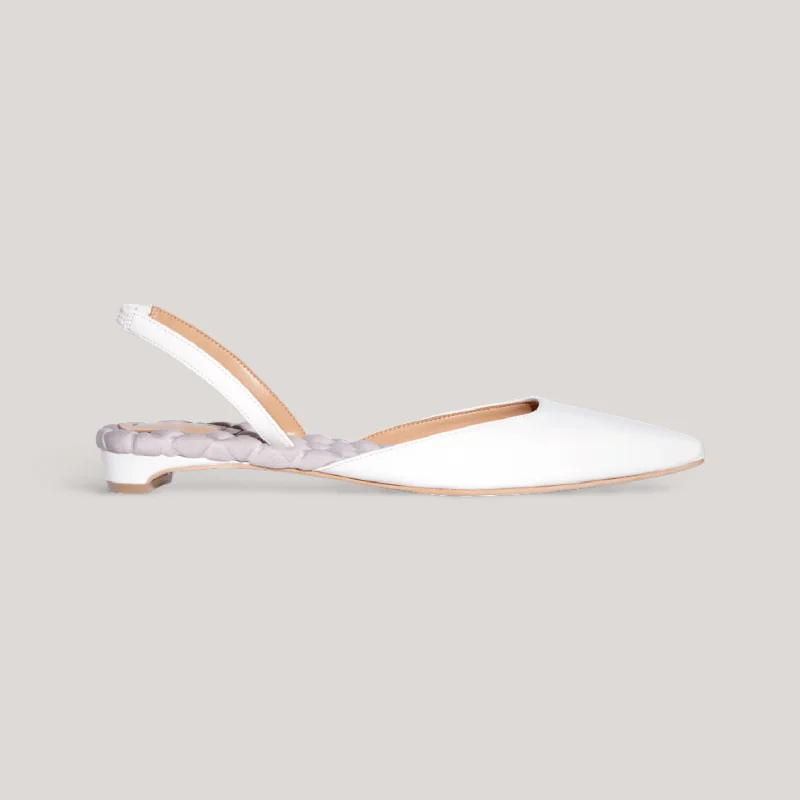 JACKIE | Ivory Vegan Patent - Slingback Flats