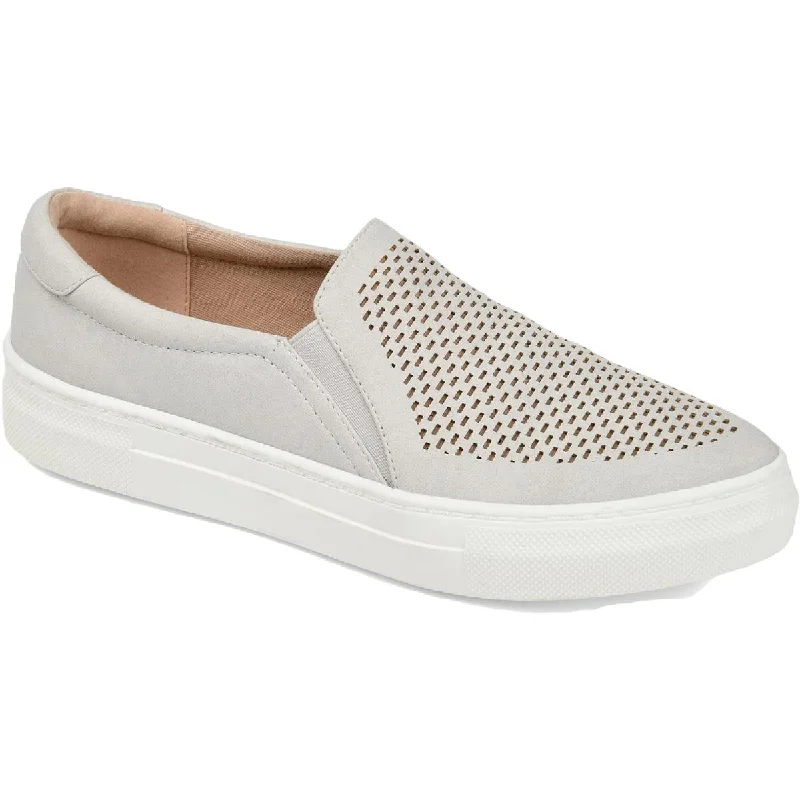 Journee Collection Womens Faybia Faux Suede Canvas Slip-On Sneakers