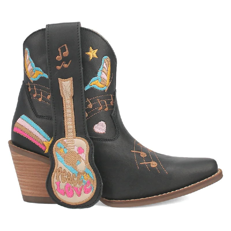 Melody Leather Graphic Embroidery Snip Toe Cowboy Booties