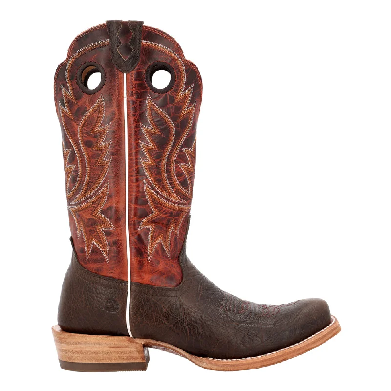 PRCA Collection Shrunken Bullhide Embroidery Square Toe Cowboy Boots