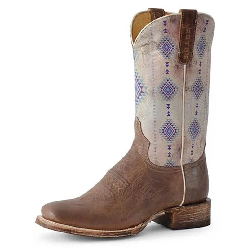 Roper Women's Tan & Purple Aztec Boot