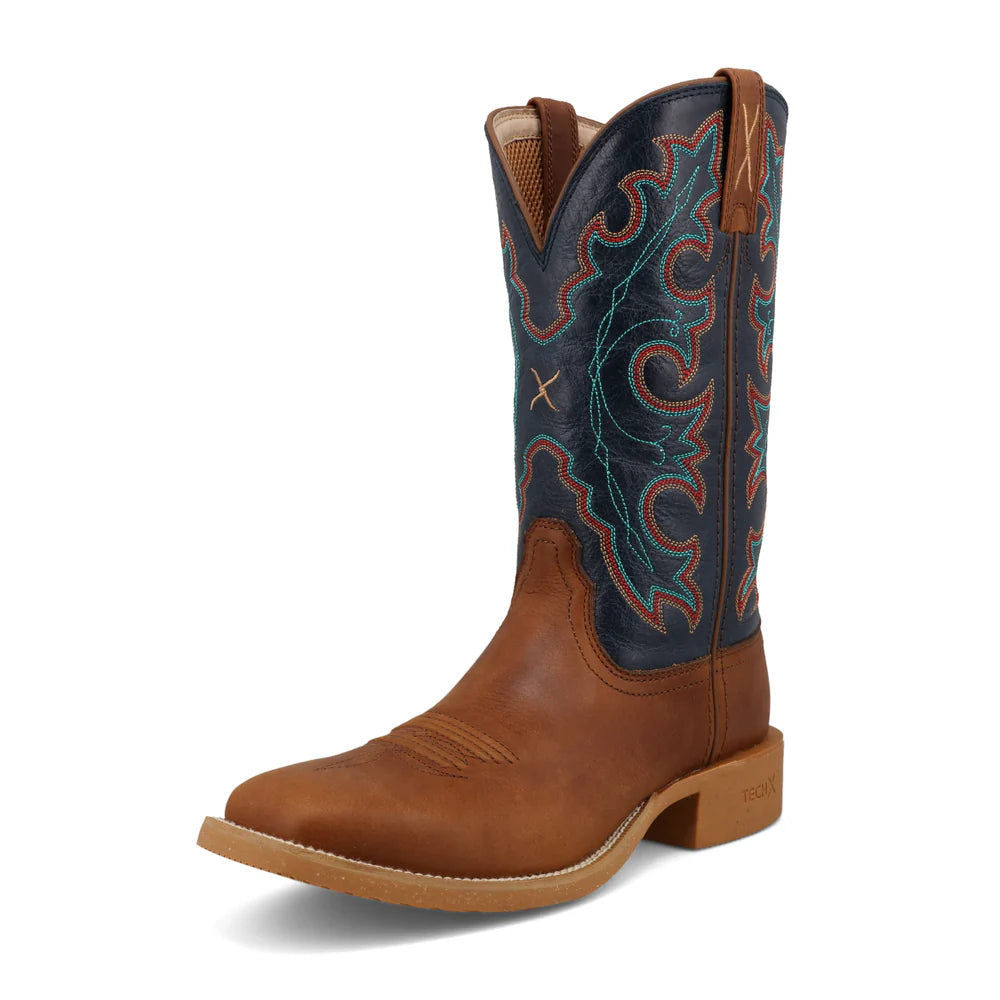 Twisted X Women's Roasted Pecan and Navy Tech X Square Toe Western Boot