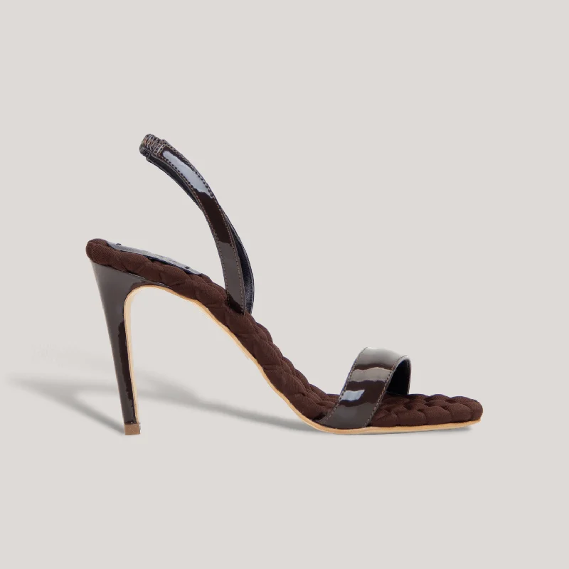 VIVIEN | Brown Vegan Patent Slingback Sandals