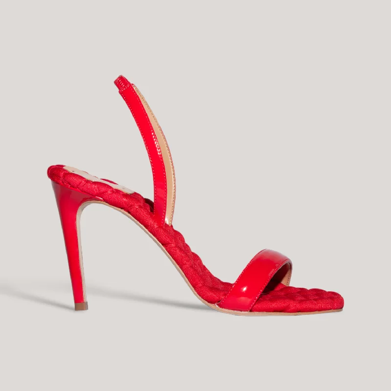 VIVIEN | Red Vegan Patent - Slingback Sandals