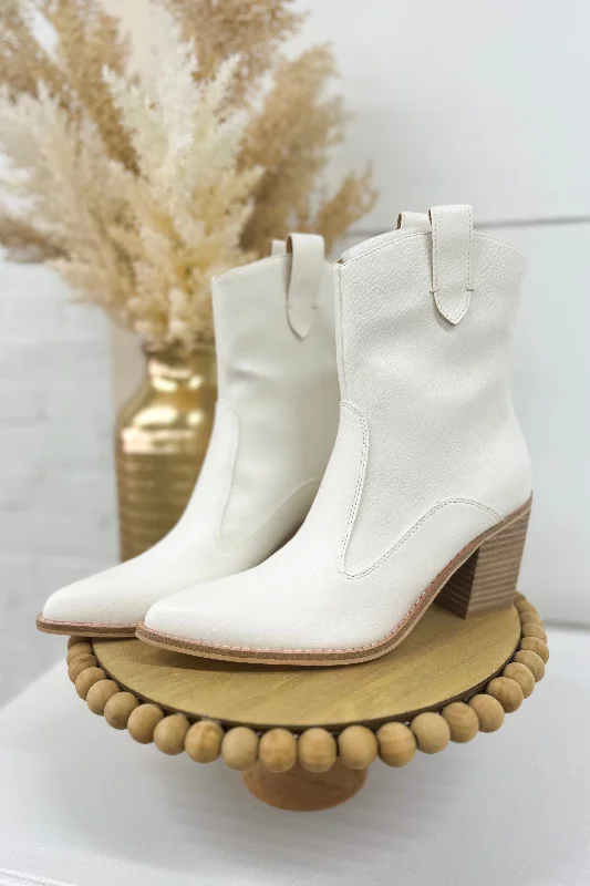 White Tara Ankle Block Zip Bootie