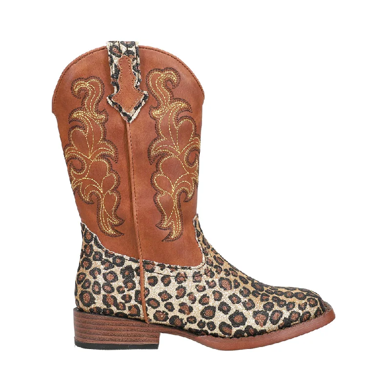 Wild Cat Leopard Glitter Cowboy Boots (Little Kid)